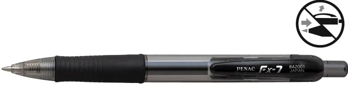 Penac Pix cu gel PENAC FX-7, rubber grip, 0.7mm, corp transparent negru - scriere neagra