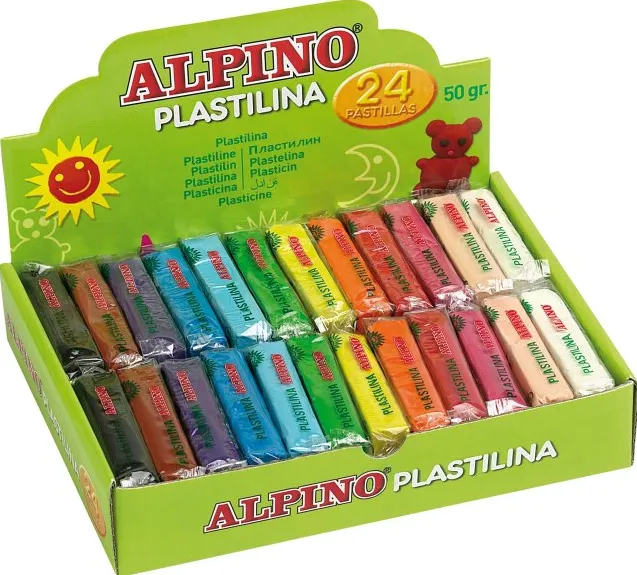 Alpino Display plastelina standard, 24 x 50gr./display, Alpino - 12 culori asortate