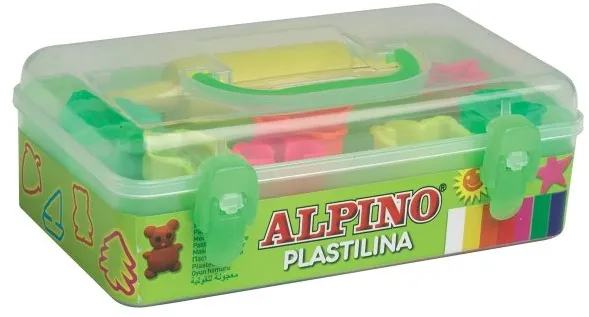 Alpino Kit 7 culori x 90gr plastelina + 7 forme modelaj + roller, Alpino