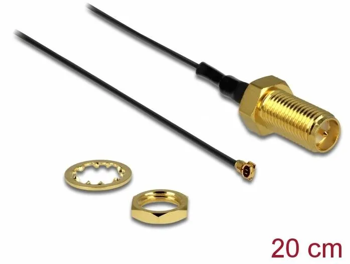 Accesoriu Retea DELOCK Cablu antena RP-SMA mama bulkhead la MHF 4 tata 0.81 20 cm lungime filet 10 mm