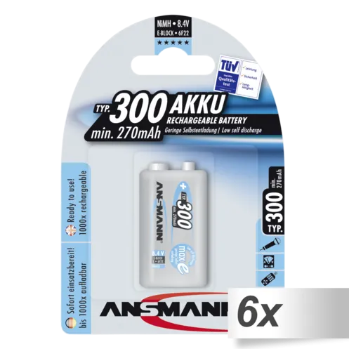 Ansmann Acumulator/Incarcator 1x6 maxE NiMH bat. 300 9V-Block 270 mAh 5035453