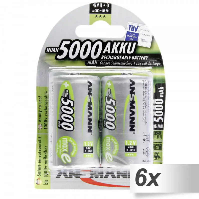 Ansmann Acumulator/Incarcator 6x2 maxE NiMH bat. Mono D 5000 mAh 5030922