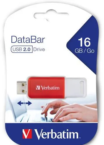 Memorie USB VERBATIM DataBar 49453, 16GB, USB 2.0, Red
