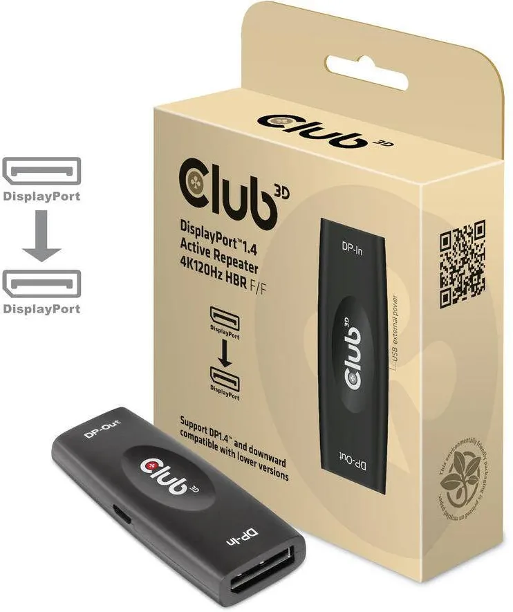 Adaptor CLUB 3D Repeater DisplayPort 1.4 > DisplayPort 1.4 akt. Bu/Bu
