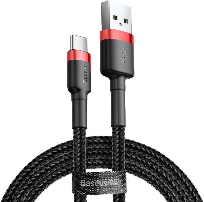 Cablu de Date Baseus Cafule USB-C  2A 3m - Negru-Rosu
