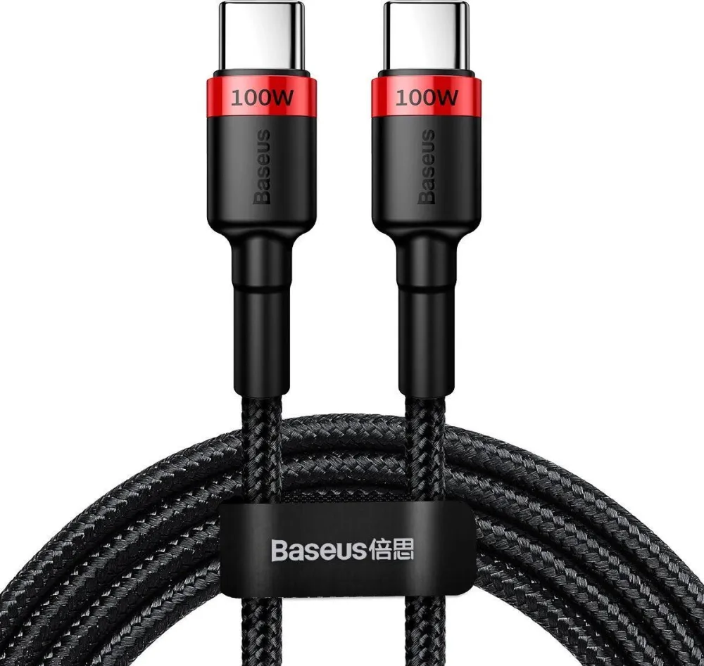 Cablu Date si Incarcare Baseus USB-C - USB-C Cafule, 100W, 2m, Rosu-Negru