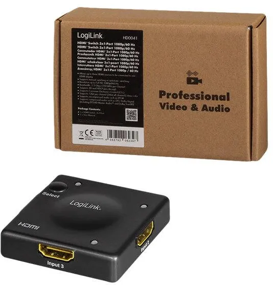 Logilink HDMI 3x1-Port, 1080p/60Hz, Mini, HDCP, CEC