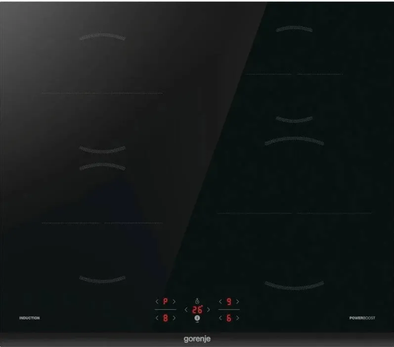 Plita GORENJE incorporabila GI6401BC, Inductie, 4 zone de gatit, BigZone, PowerBoost, OptiZones, 60 cm, Negru