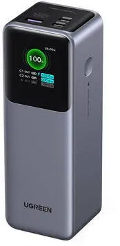 UGREEN POWER BANK Ugreen "PB722", 25000mAh, PD 3.0 + QC 3.0 200W, 1 x USB; 2 x USB Type-C, digital display pt. status baterie, total 3A, gri