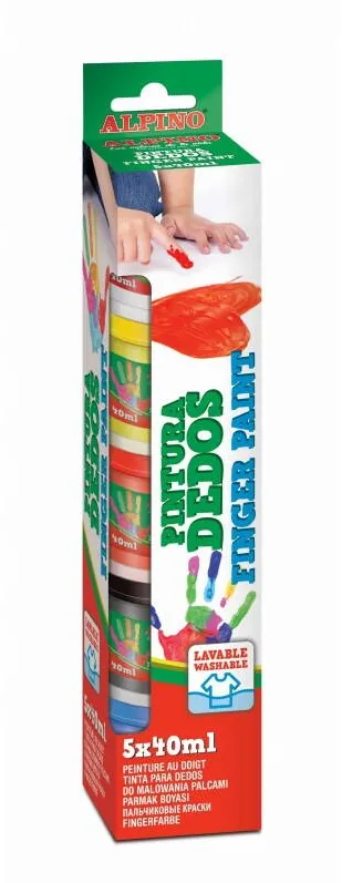 Alpino Tempera lavabila, pentru pictura cu mana, 5 culori x 40ml/set, ALPINO Finger Paint