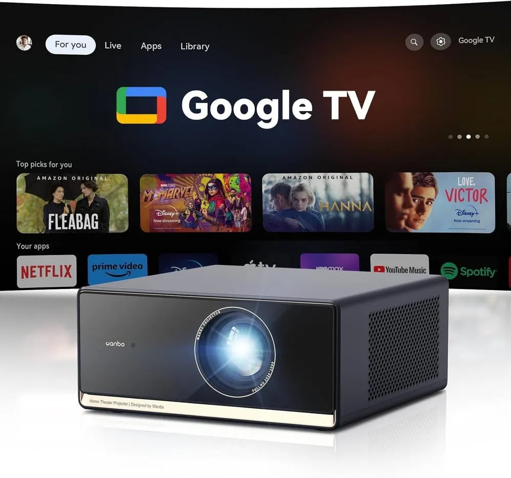 Videoproiector Xiaomi Wanbo X5 Pro 2025, LCD, 1920x1080 FullHD, Wi-Fi, Bluetooth, HDR10, 1100 ANSI lumeni, Google TV Negru