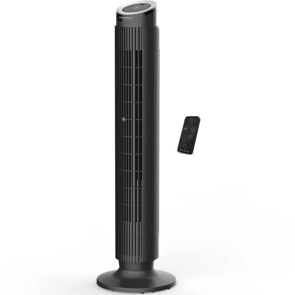 ROWENTA Ventilator turn Eole Silence Force VU7020F0, 8 trepte de viteza, motor Effitech®, ecran LED, oprire automata, timer 8 ore, functie de noapte, telecomanda inclusa, negru