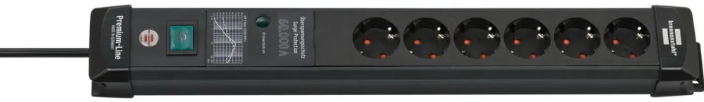 Brennenstuhl Brennenstuhl Premium-Line 6-way power strip, black, 5 meters, 60,000A surge protection