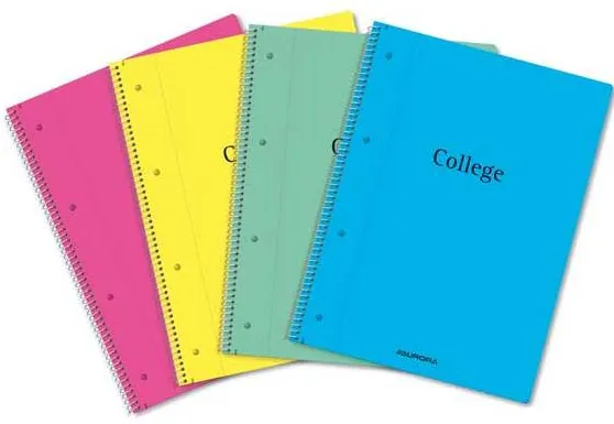 Aurora Caiet cu spirala, A4, 80 file - 70g/mp, 4 perforatii, coperta PP, Aurora College - dictando