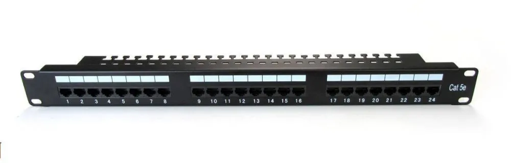 Assmann Patch panel 19" 24 porty, kat.5e, U/UTP, 1U, wspornik kablowy, czarny (kompletny)