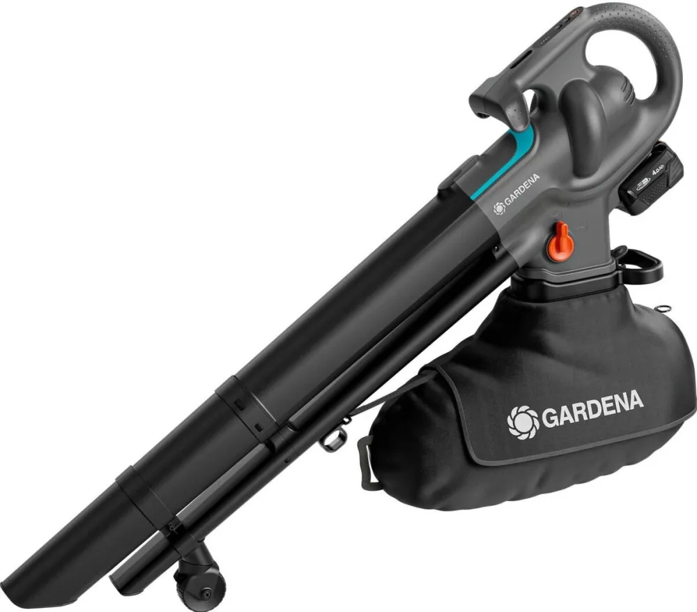 Gardena Cordless Leaf Vacuum/Blower PowerJet Collect 18V P4A, Ready-To-Use Set (grey/black, Li-Ion battery 4.0Ah, POWER FOR ALL ALLIANCE)