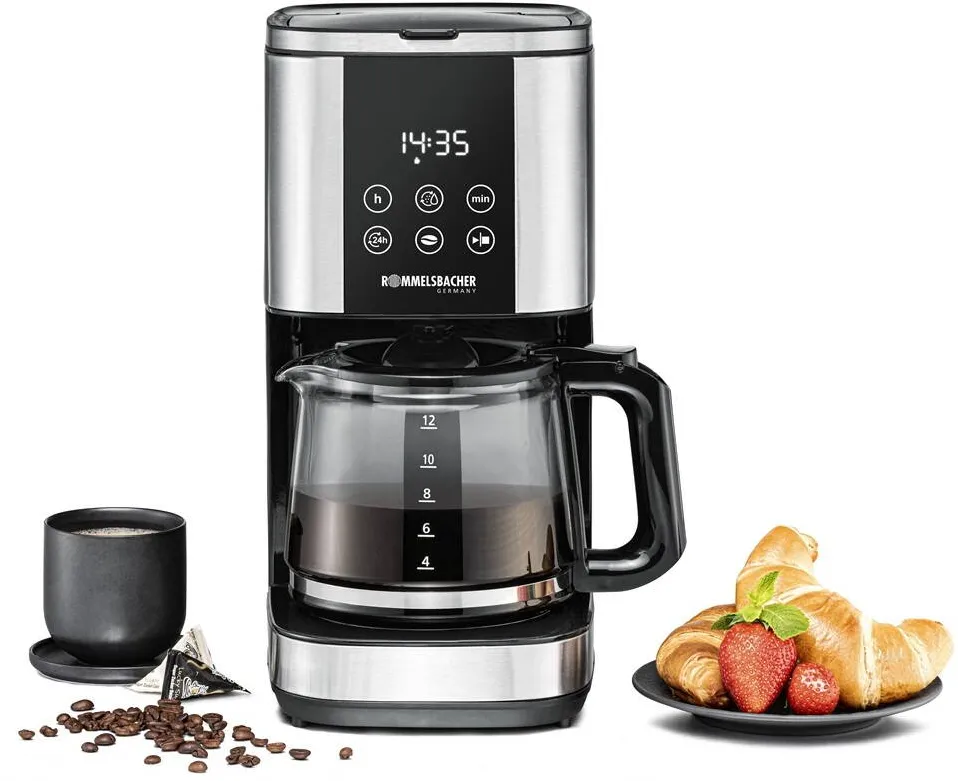 Cafetiera ROMMELSBACHER Sunny FKM 1000, filter machine (stainless steel/black, incl. glass jug)