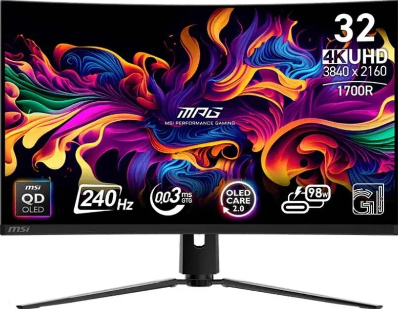 Monitor MSI MPG 321CURXDE QD-OLED - 31.5 - black, UltraHD/4K, QD-OLED, curved, USB hub, KVM, 240Hz panel