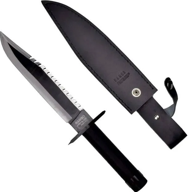 cinema classic Rambo I Large knife with leather scabbard CC-H1 360 mm Black