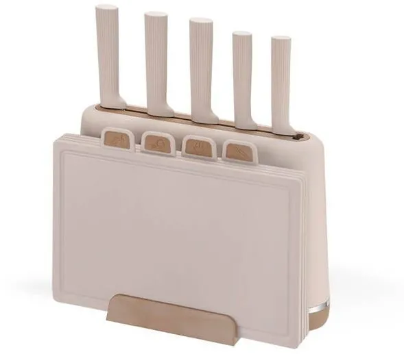 Maestro MR-1412-BEIGE Knife set with block + Cutting board set Beige
