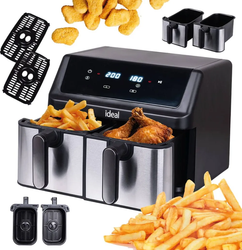 ELDOM IDEAL Fat-free fryer, double tal 9L, 8 functions - including food drying
