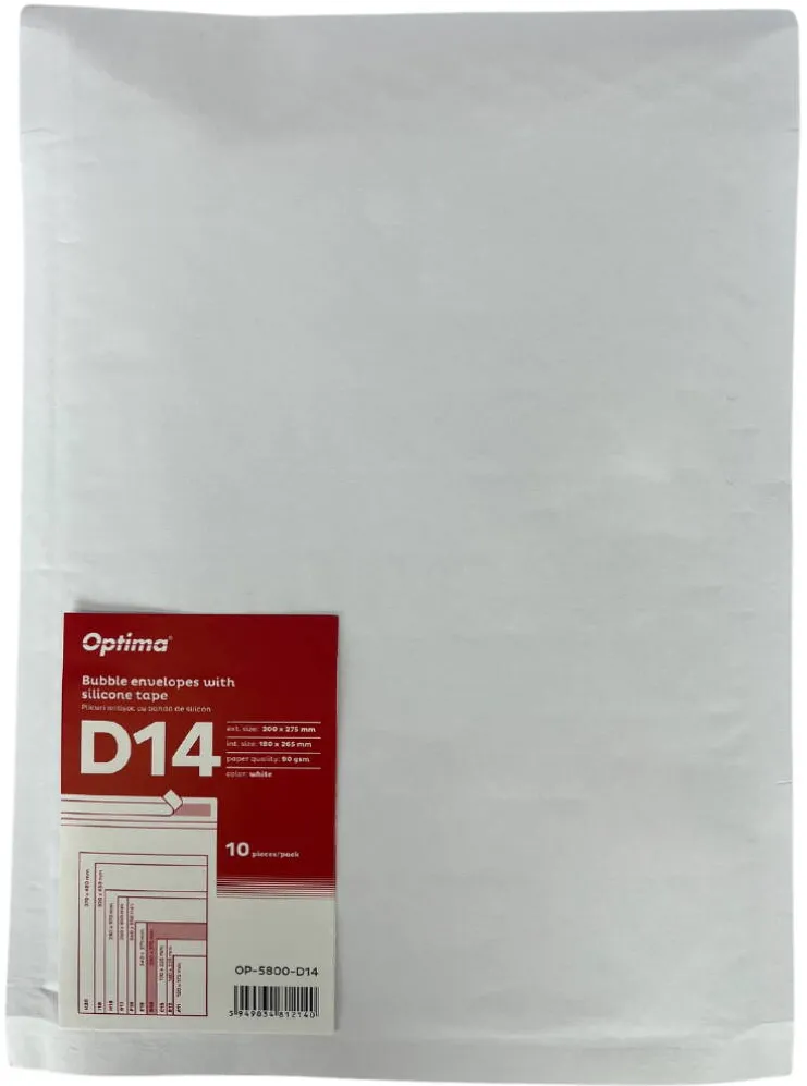 Plicuri Optima Plic antisoc D14, 200x275mm - ext., 180x265mm - int., lipire siliconica, 10 buc/set, Optima - alb