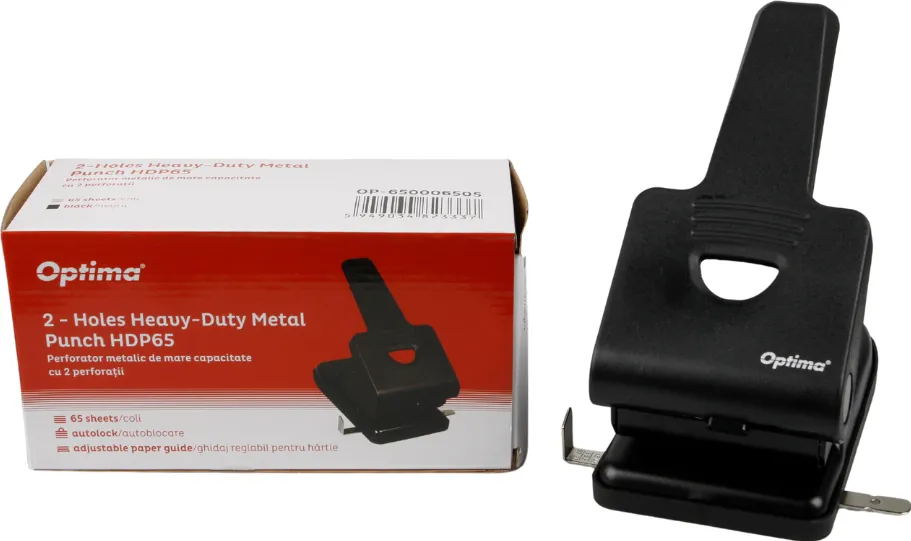 Capsat perfor caps OPTIMA Perforator metalic, 65 coli, Optima Premium MP65 - negru