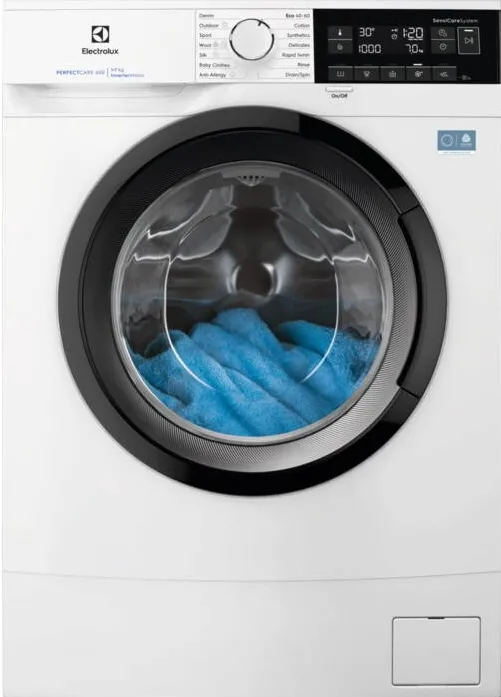 ELECTROLUX Masina de spalat rufe slim ELECTROLUX EWS6307BE PerfectCare600, 7 kg, 1000 rpm, Clasa A, motor Inverter, display LED, Sensicare, Rapid 14 min, Antialergic, Baby, Outdoor, TimeManager, SoftPlus, Adancime totala 48.2 cm, alb