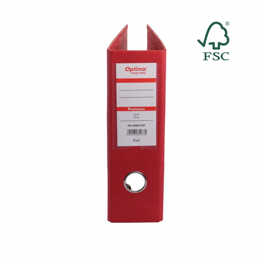 Optima - Clasic & Premium Biblioraft A5, plastifiat PP/PP, 75 mm, Optima Premium - rosu