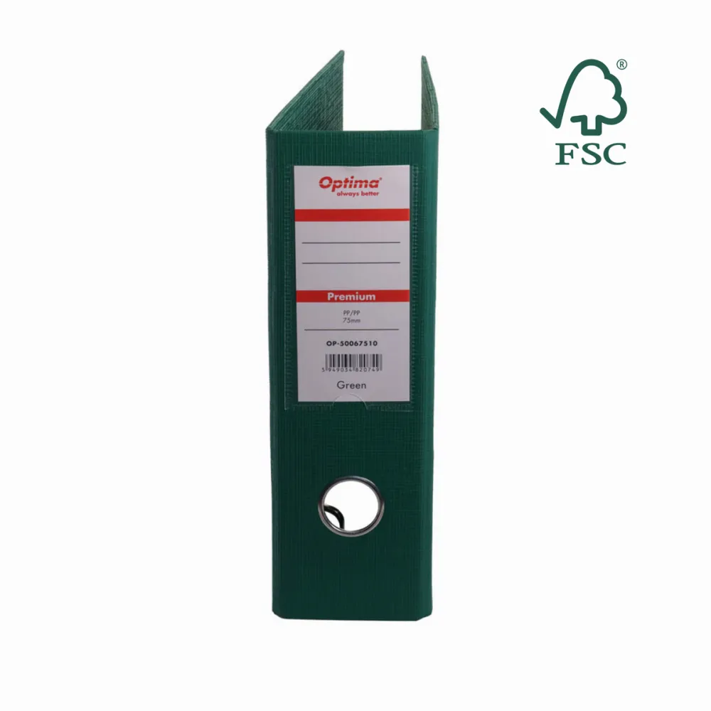 Optima - Clasic & Premium Biblioraft A5, plastifiat PP/PP, 75 mm, Optima Premium - verde