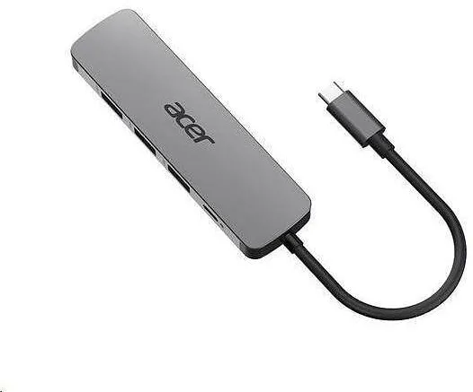 Hub USB Acer Hub Acer 5IN1, HDMI, USB 3.0, USB-C, 100W, argintiu inchis, 110x30x11mm