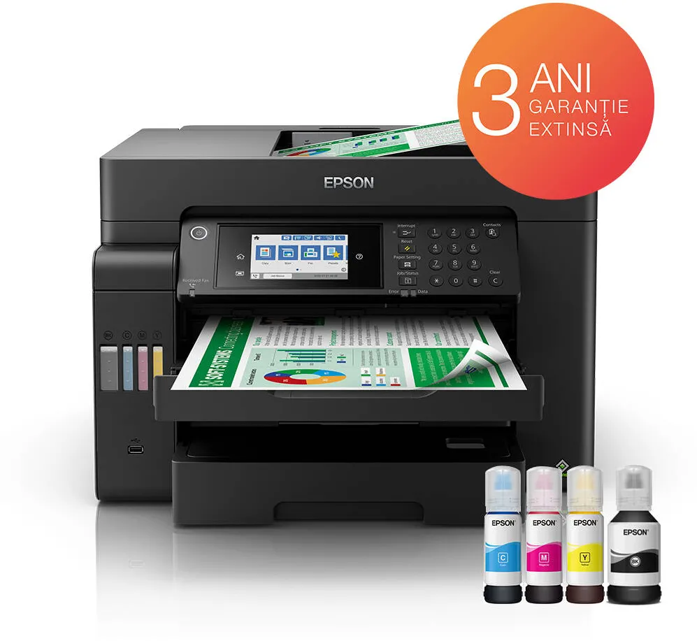Imprimanta multifunctionala Epson EcoTank L15150, InkJet CISS, Color, Format A3, Duplex, Fax, Retea, Wi-Fi