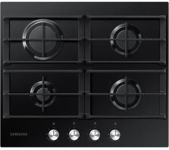 Plita Samsung incorporabila NA64H3000AK/L1, Gaz, 4 arzatoare, Gratare de fonta, 60 cm, Sticla neagra