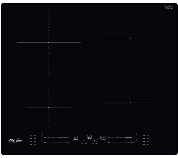 Plita WHIRLPOOL pe inductie din ceramica WSS4060BF,  7200 W, touch control, 4 zone pentru gatit, negru