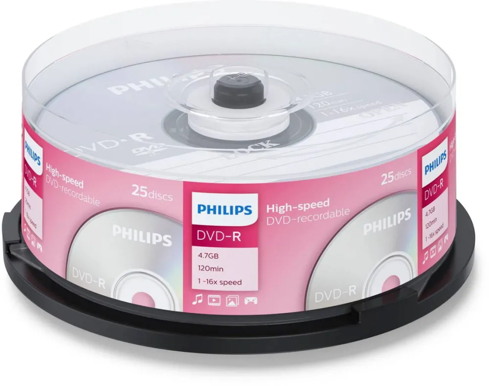 Philips Mediu de Stocare 1x25 DVD-R 4,7GB 16x SP