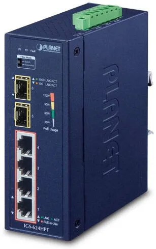 Switch Planet Industrial 4-Port 10/100/1000T 802.3at PoE + 2-Port