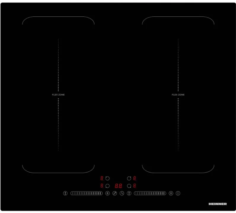 Plita HEINNER incorporabila HBHI-M4ZB2FXTC, Inductie, 4 zone de gatit, Touch control, Flex Zone, Boost, 60 cm, Negru