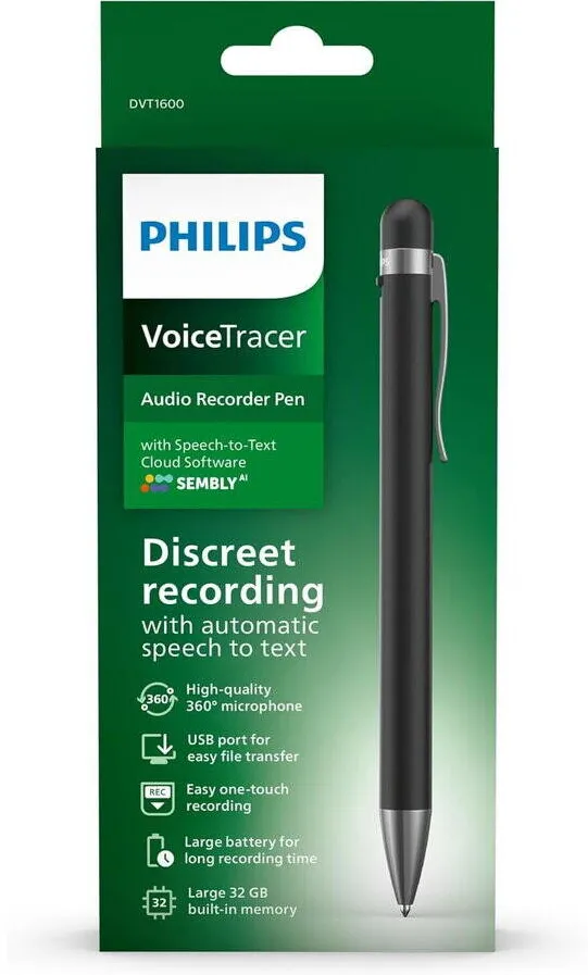 Philips Recorder audio, Philips DVT1600, 8 GB, USB 2.0