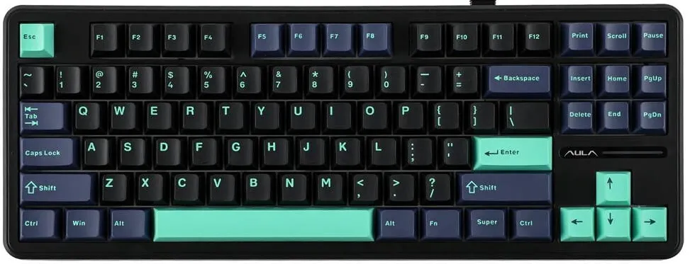 Tastatura AULA AULA Gasket F87 Pro Keyboard Black Cyan Blue GrayWoodV4 RGB