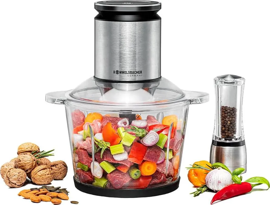 ROMMELSBACHER Multi-Chopper MZ 800 stainless steel/black, 800 watts, glass container 2.7 liters
