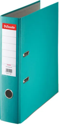 Esselte Biblioraft A4, plastifiat PP, margine metalica, 75 mm, Esselte Economy - turcoaz