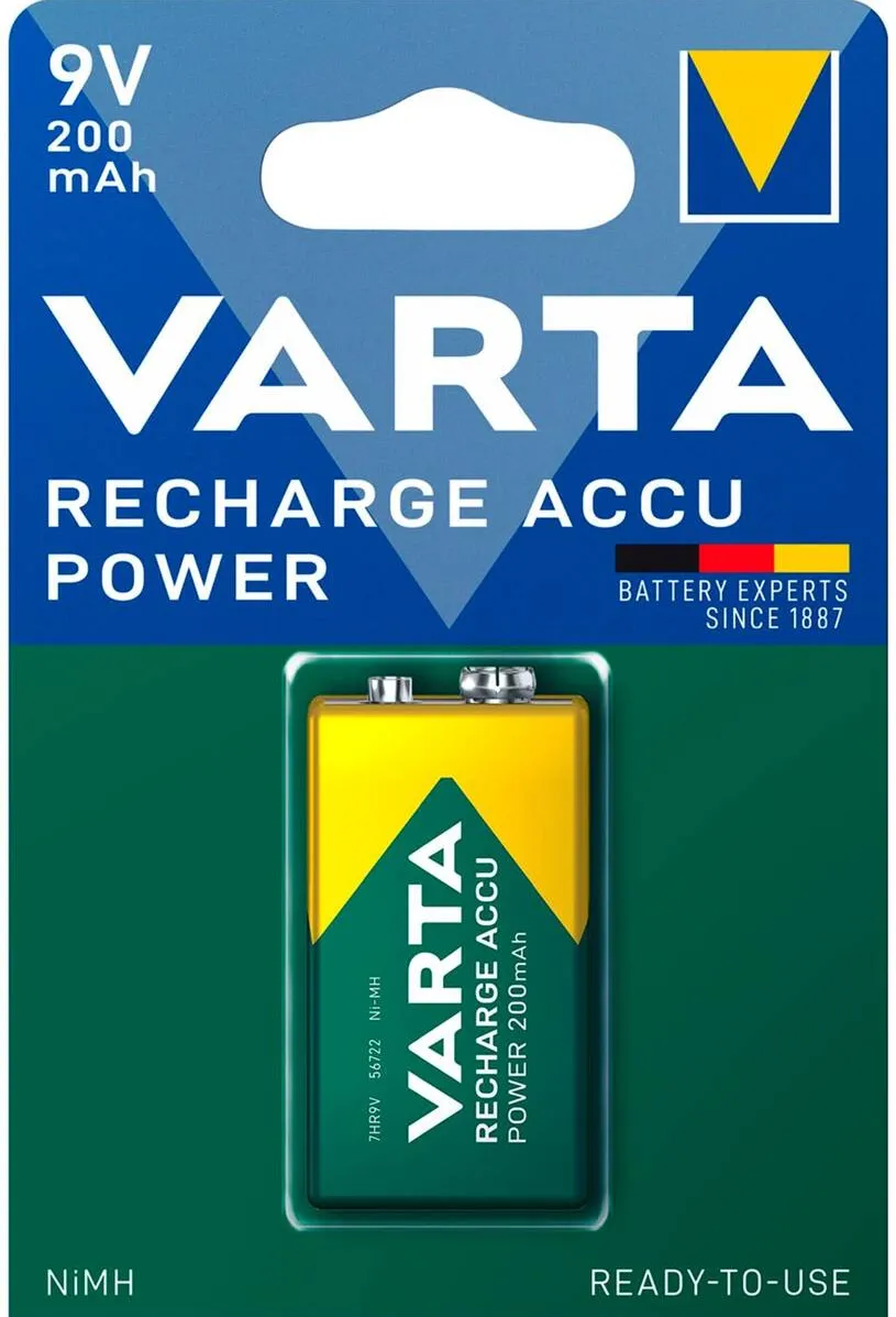 VARTA Acumulator/Incarcator 1 Rechargeable Accu E Ready2Use NiMH 9V-Block 200 mAh