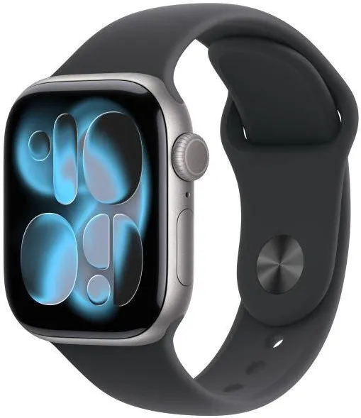 Smartwatch Apple Watch Series 11 Aluminium, 1.77inch, Curea Silicon S/M, Space Grey - Black Sport Band