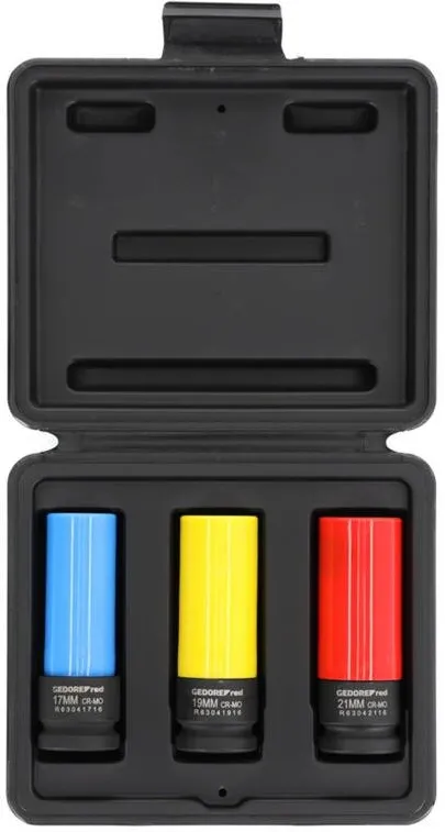 Gedore Set 3 tubulare impact 1/2", Gedore, protectie jante aliaj, cutie plastic