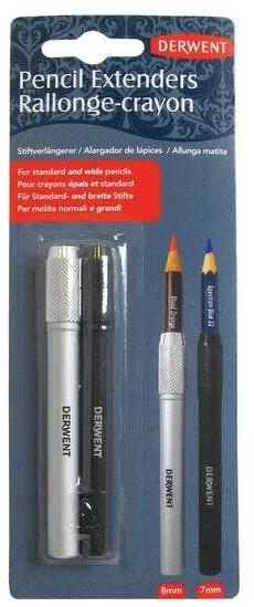 DERWENT Prelungitor creion DERWENT Professional, lemn, 2buc/set, doua dimensiuni (7 si 8 mm), negru/argintiu