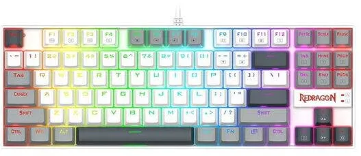 Tastatura Redragon Tastatura gaming mecanica Redragon Kumara alba cu gri iluminare RGB switch-uri rosii