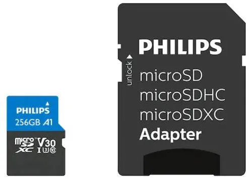 Card de Memorie Philips Card memorie Micro SDXC, cu adaptor SD, clasa 10, PHILIPS - 256GB