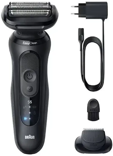 BRAUN Aparat electric de ras Braun Seria 5 52-N1200S, Autonomie pana la 50 de minute, Accesoriu pentru tuns eficient, Fara fir, Utilizare umeda/uscata, 100% Rezistent la apa, Negru