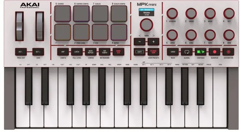 Akai MPK Mini MK4 - MIDI controller / control keypad, white