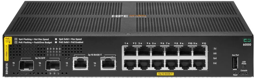 Switch HP NET SWITCH 12PORT 2SFP/POE CX6000 R8N89B ARUBA BY HPE